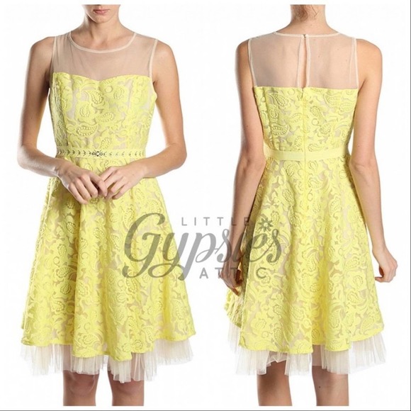 Ryu Lemon Flowers Jeweled Cocktail Dress - Picture 3 of 12